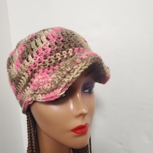Pink camo Crochet Baseball Hat Handmade