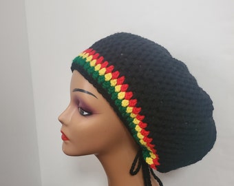 Rastafarian Crochet Slouch Hat reggae hip hop Ladies dreadlocks baggy beanie