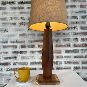 Hand crafted,double tapered, solid cedar lamp with burned edges (SHADE NOT INCLUDED)