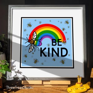 Manchester Bee Art Print - 20x20cm (8x8inch)