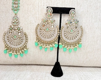 Ethnische indische Tikka Set , Braut ethnischen Abnutzung, Hochzeit Verlobung Schmuck, Festival Eleganz