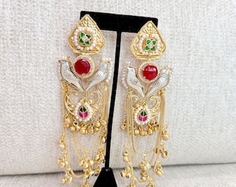 Kashmiri Earrings Set,bridal ethnic wear, Wedding Engagement Jewelry, Festival Elegance