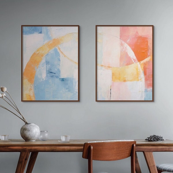 Serene Pastel Abstract Duo - Digital Prints - Set of Two - Printable Wall Art