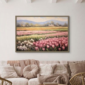 TULIP Field Print, Tulip Wall Art, Vintage Oil Painting Print, Printable Wall Art, Digital Download, Botanical Wall Art, Flower Print