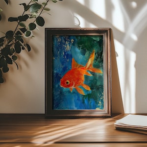 Vibrant Goldfish Digital Print - Modern Home Decor Printable Artwork, Instant Download