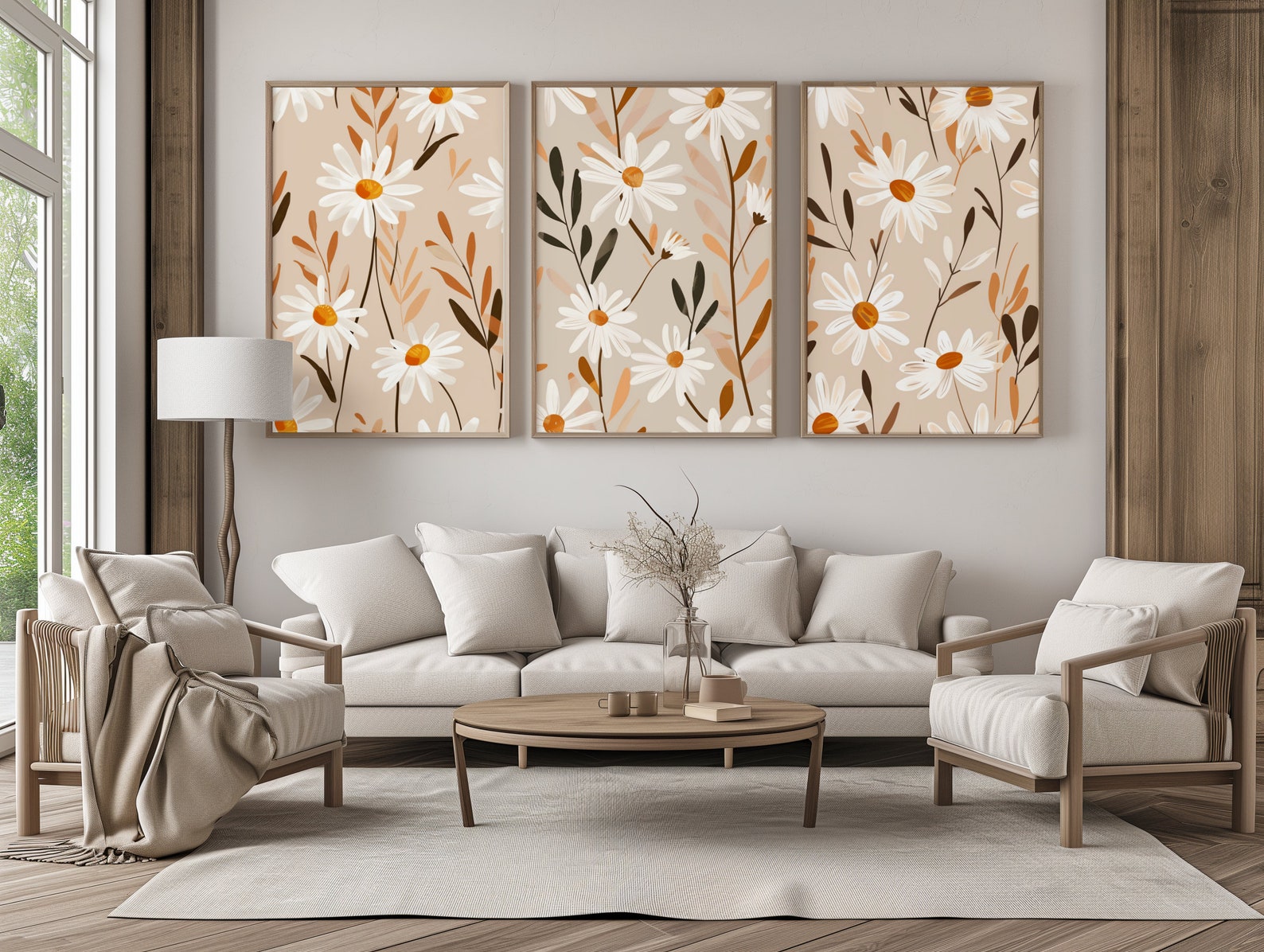 Set of 3 Daisy Printable Wall Art Minimalist Floral Digital Prints ...