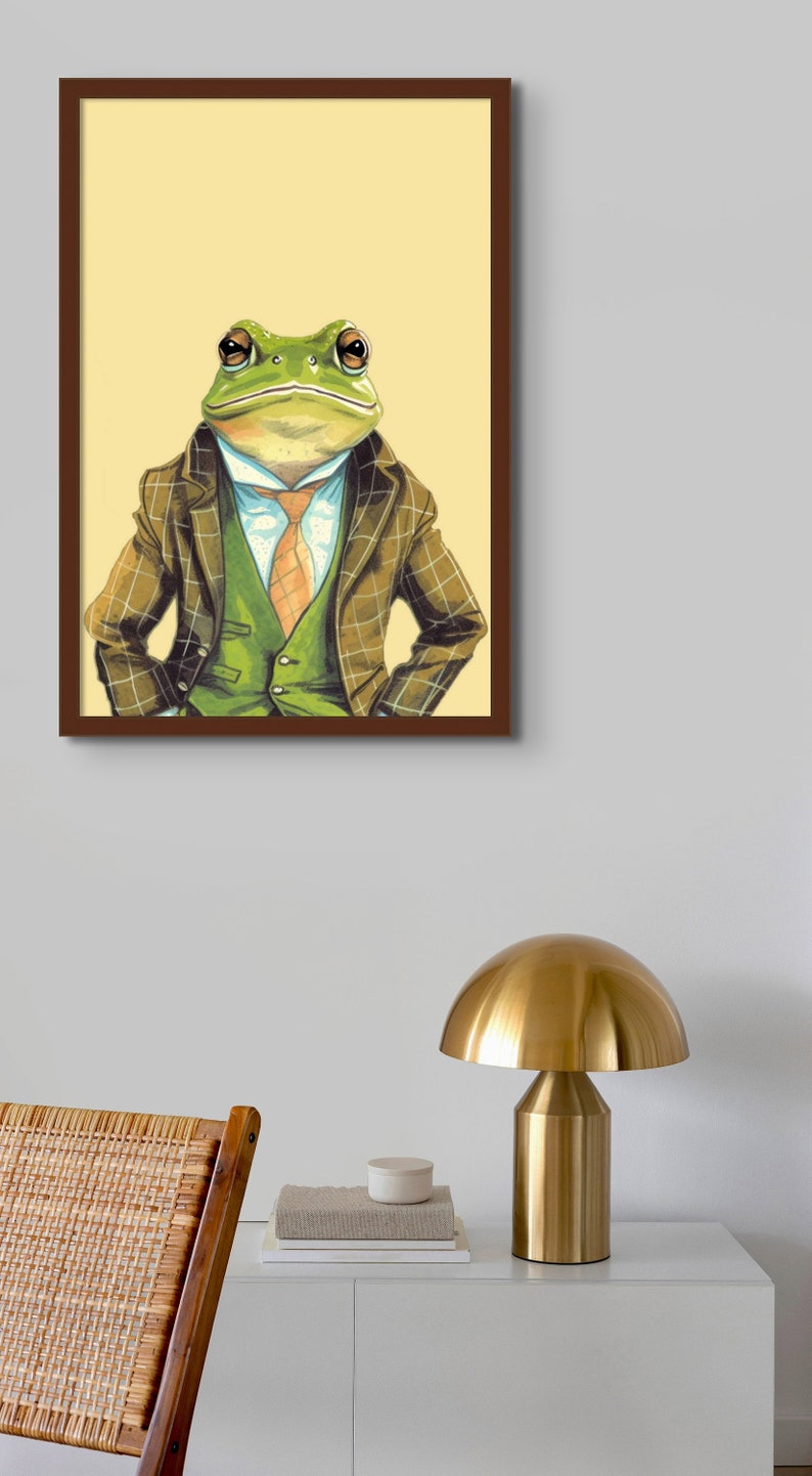 Retro Frog Wall Art PRINTABLE Digital Download Poster Beige Etsy
