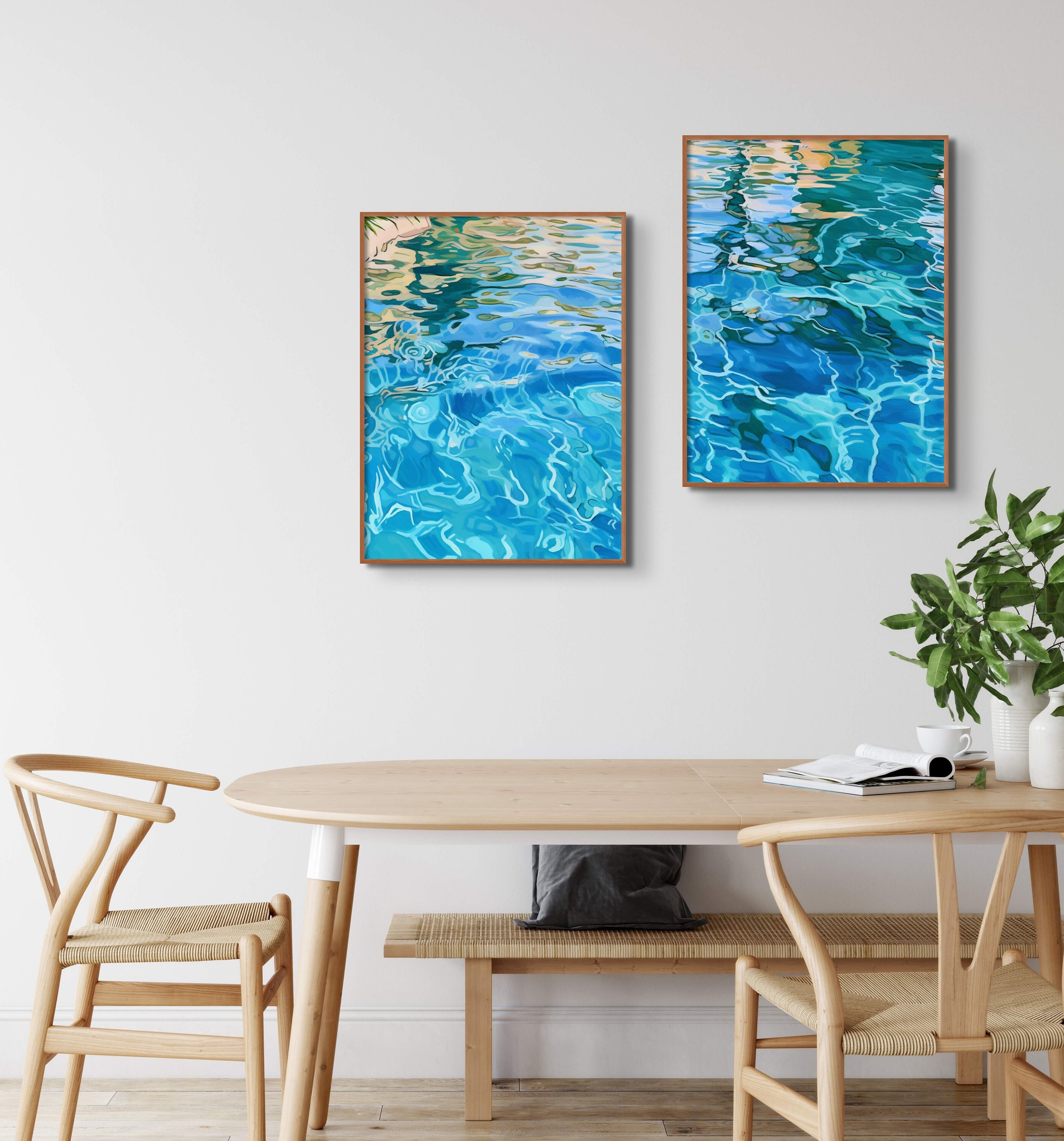 Pool Wall Art, Pool Waves Wall Art, Set of 2 Prints, Summer Wall Art ...