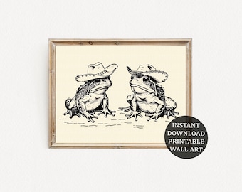 Afdrukbare kunst cowboykikkers: grillige zwart-wit cartoon (digitale download)