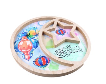 Eid Moon & Star Shaped Tray For dates and dry fruits assortment