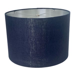 One navy linen Lampshade-Washer Spider Fitting-14&quot; diameter x 10&quot; height