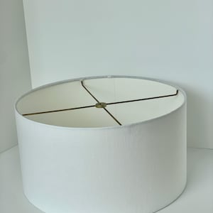 One white linen Lampshade-Washer Spider Fitting-15&quot; diameter x 8&quot; height