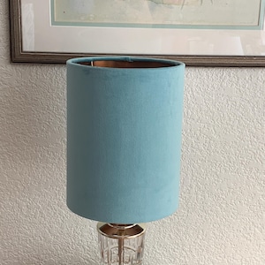 One aqua velvet Lampshade-Washer Spider Fitting- 7&quot; diameter x 9&quot; height