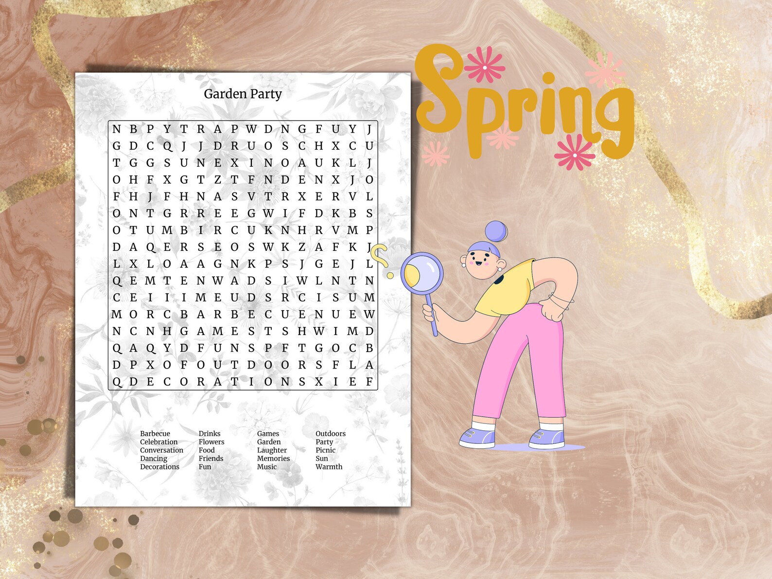 Printable Word Search Educational Puzzles Party Games | Instant Digital ...