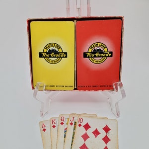 Juego de cartas antiguo: naipes del ferrocarril Denver & Rio Grande Western Railroad: auténtico recuerdo de un viaje en tren de 1948