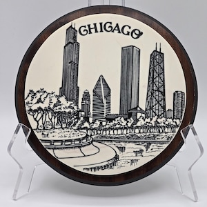 Vintage Chicago Souvenir = 1970s Chicago History Wall Plaque – Bas Relief Art, Dimensional Illinois Souvenir