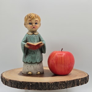Vintage 1960s Singing Choir Boy Chalkware Figurine - Kitsch MCM Figurine