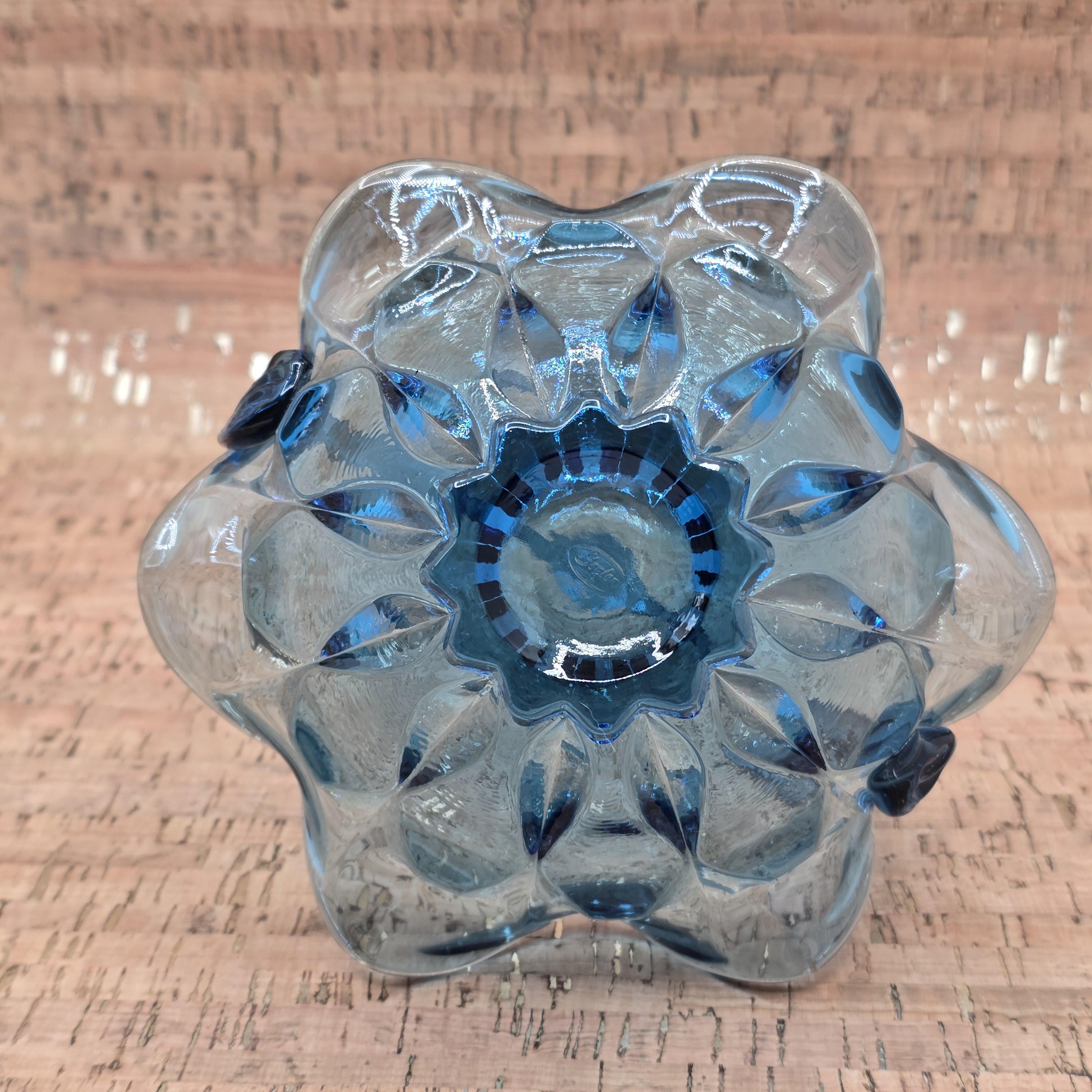 Vintage Fenton Valencia Twilight Blue Basket: UV Reactive