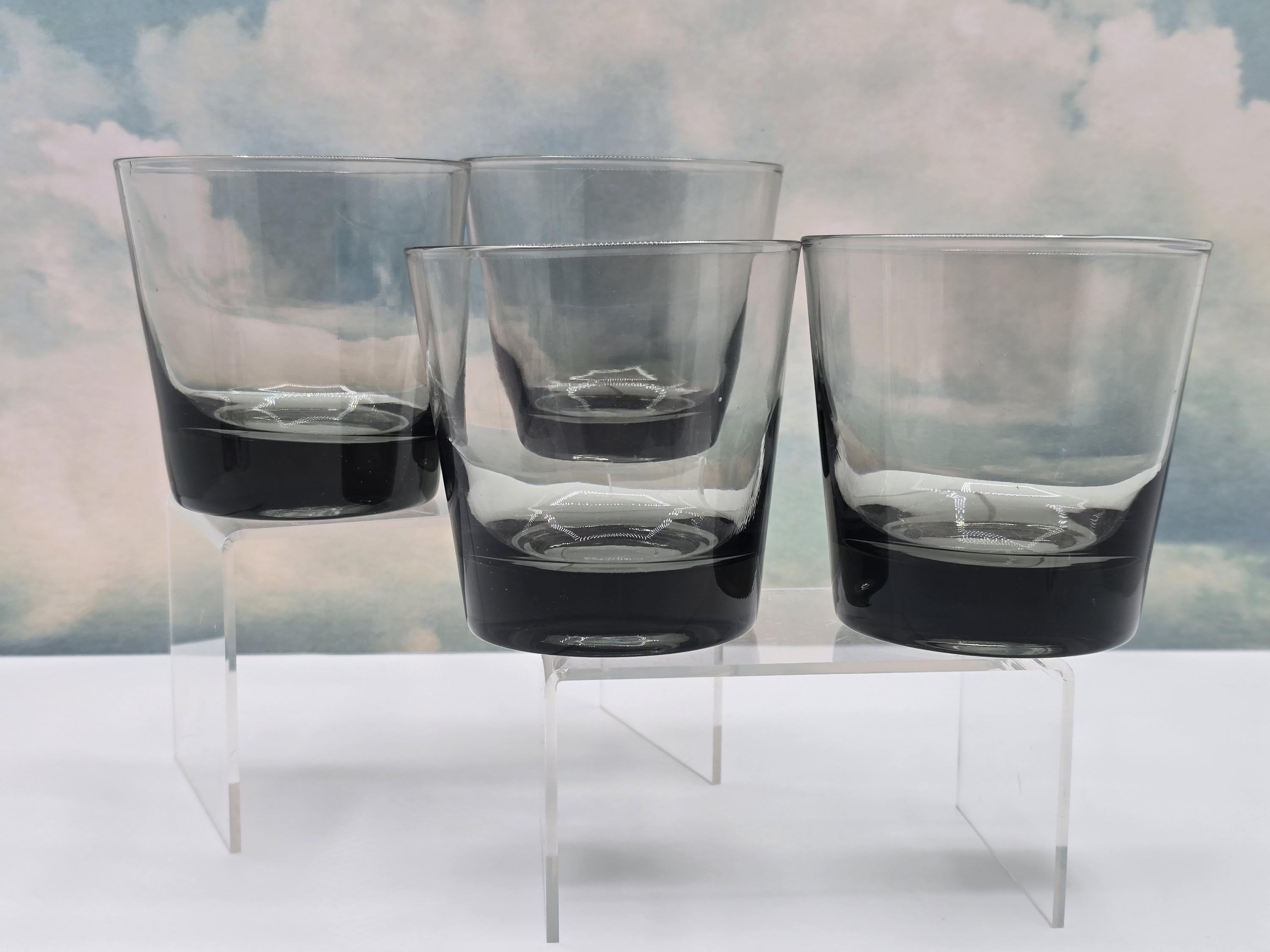 ヴィンテージ ミッドセンチュリー スモークグレー ローボールグラス