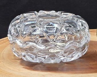Vintage Crystal Clear 24% Lead Crystal Clamshell Trinket Dish – Lidded Jewelry Box