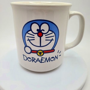 Vintage 1970 Doraemon Mug: Rare Fujiko Pro Anime Collectible,  Rare Blue Robot Cat Cup