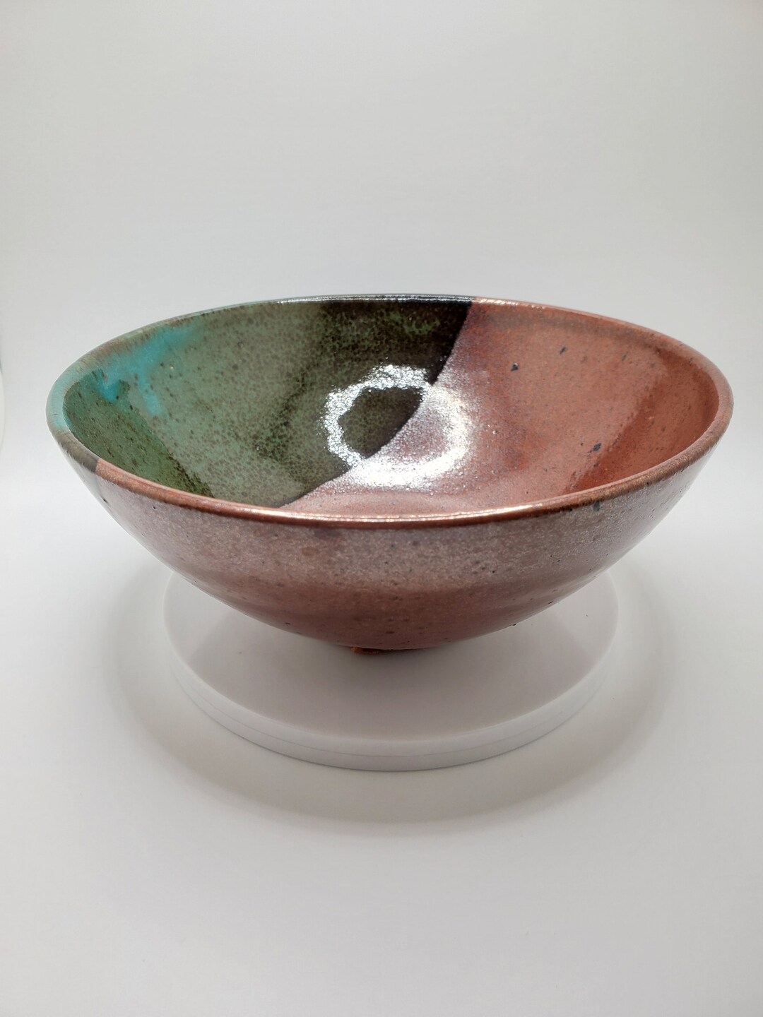 Artisan Studio Pottery Decorative Bowl Ancient Red & Verdigris Glaze Etsy