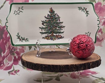Vassoio da portata/tramezzino natalizio Spode vintage, 13" x 6", anni '50, prodotto in Inghilterra