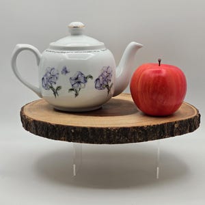 Vintage Dayspring Pansy Flower & Purple Butterfly Teapot – Psalm 126:3 Verse - Made In USA