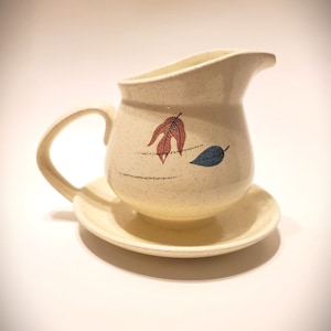 Vintage Mid-Century Modern Franciscan Autumn Gravy Boat Set 1960 | Vintage California Pottery, Dinnerware Hall&#39;s Superior Autumn Leaf