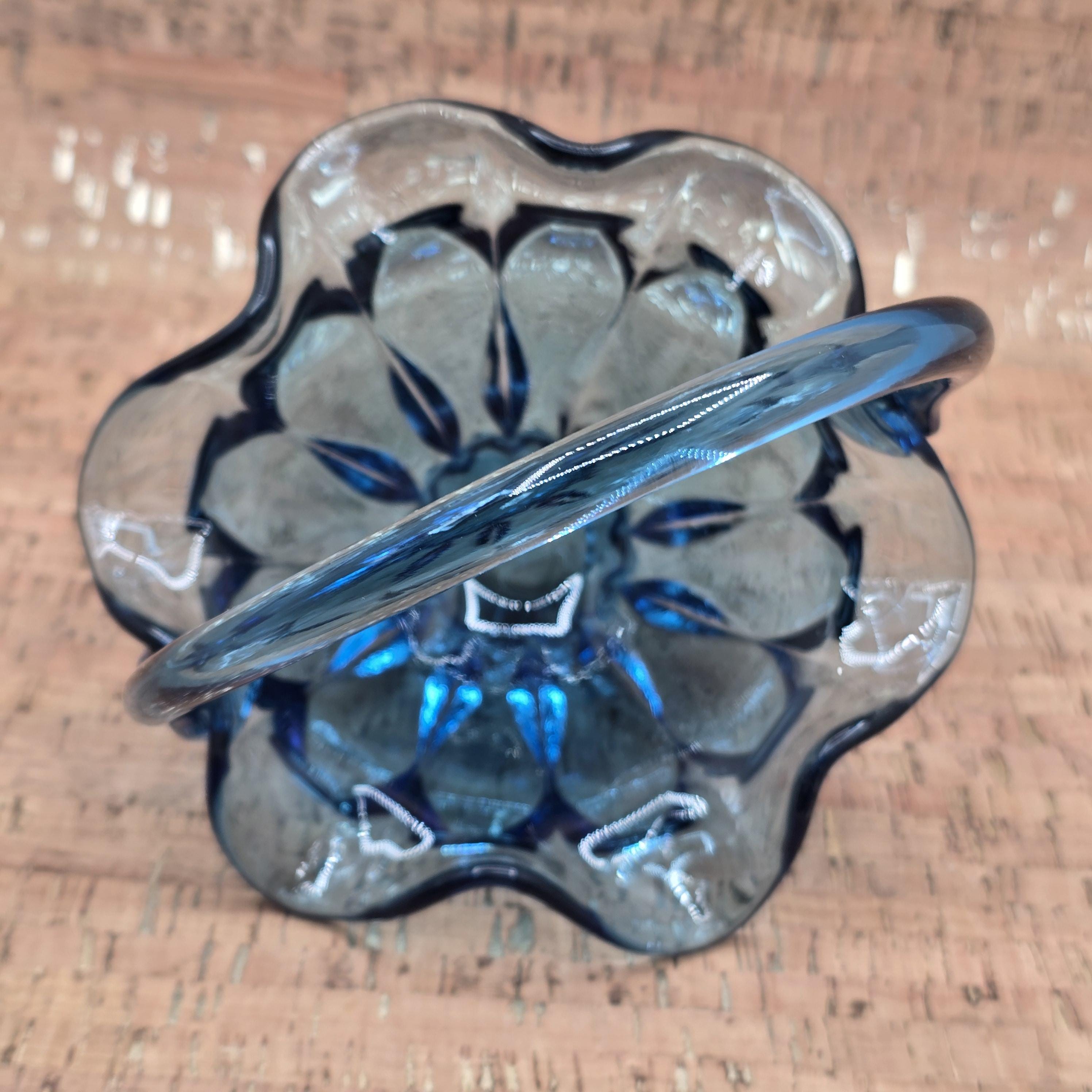 Vintage Fenton Valencia Twilight Blue Basket: UV Reactive