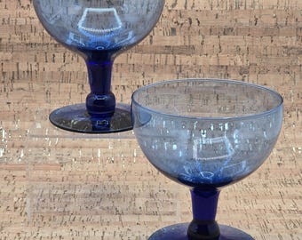 Vintage Cobalt Blaue Gläser: 1970s Retro Bar Gläser 2er Set