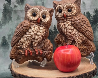 Vintage Homco Owl Wall Art Pair – Pressed Foam & Resin 70's Wall