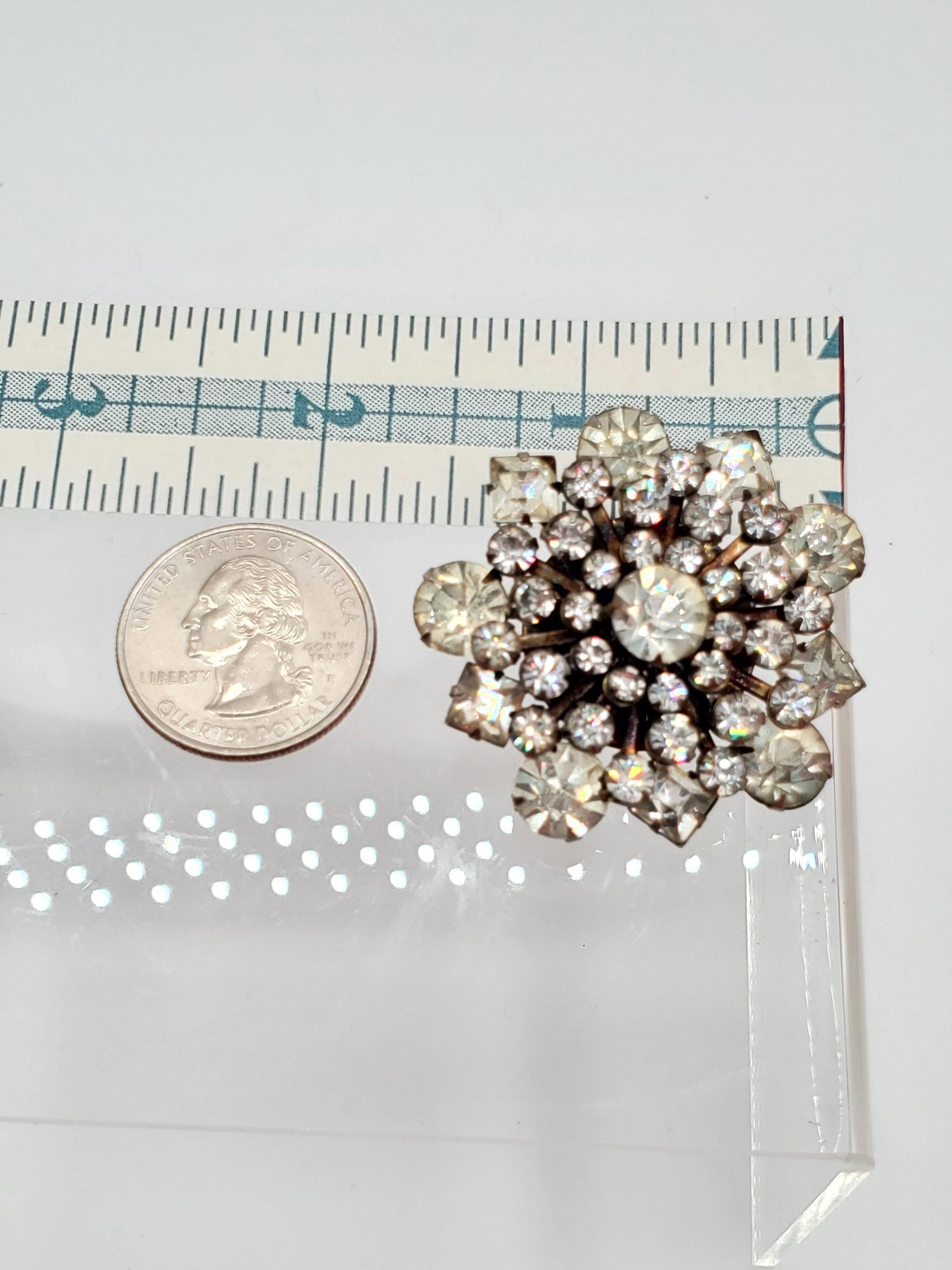 Broche Vintage Étoile Avec Strass Fumés - Bon état - Bijou Ancien