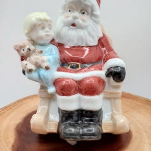 Vintage Joy Brigham Music Box – Hand-Painted Santa and Little Boy,  One-of-a-Kind Christmas Music Box - Plays Silent Night