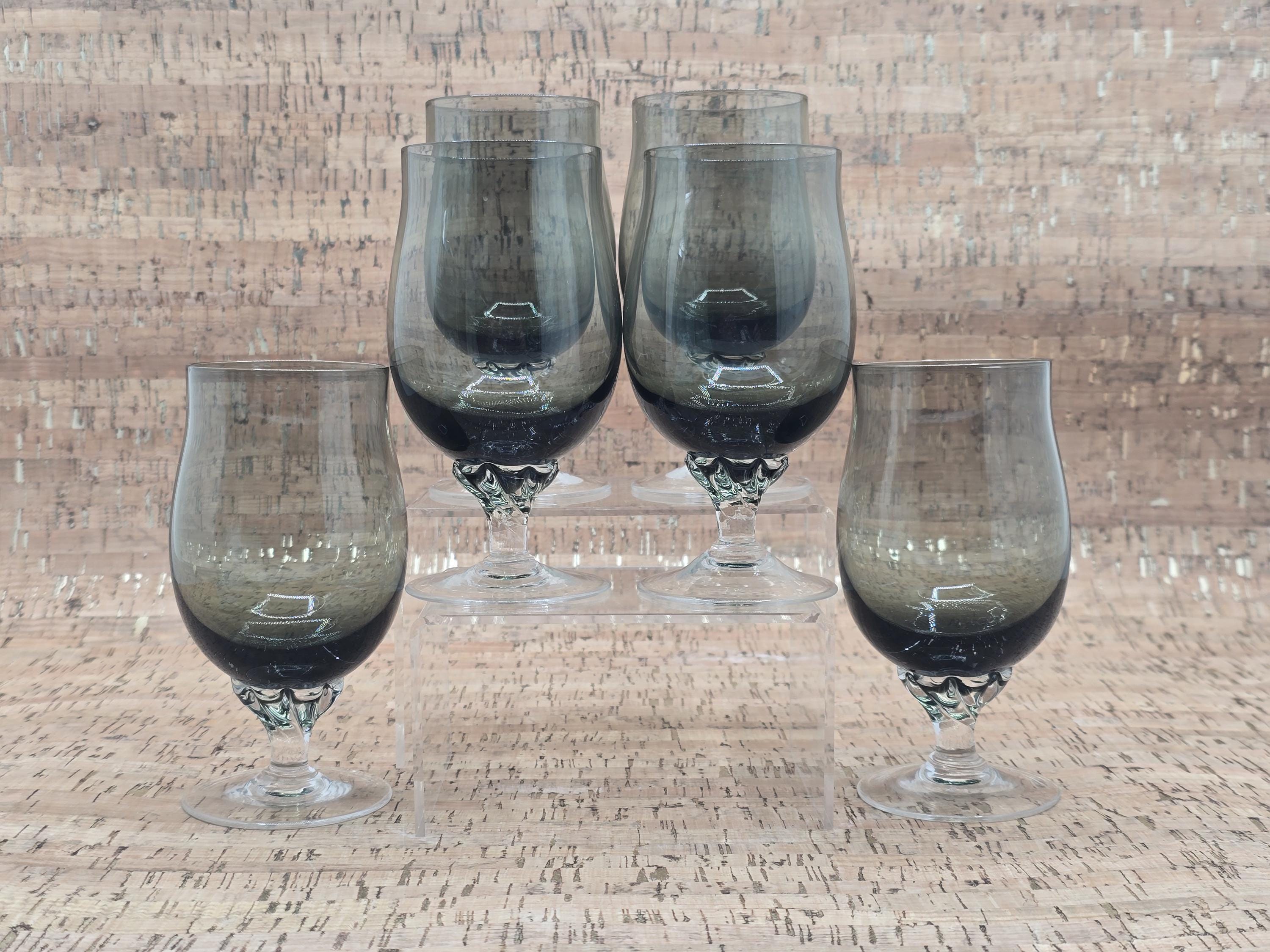 Vintage Sasaki Coronation Smoky Gray Juice / Water Glasses – Set