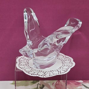 Mid Century Art Vannes French Crystal Dove Trinket Dish
