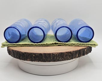 Vintage Hazel Atlas Cobalt Blue Windmill Juice Glasses - 1930s Set