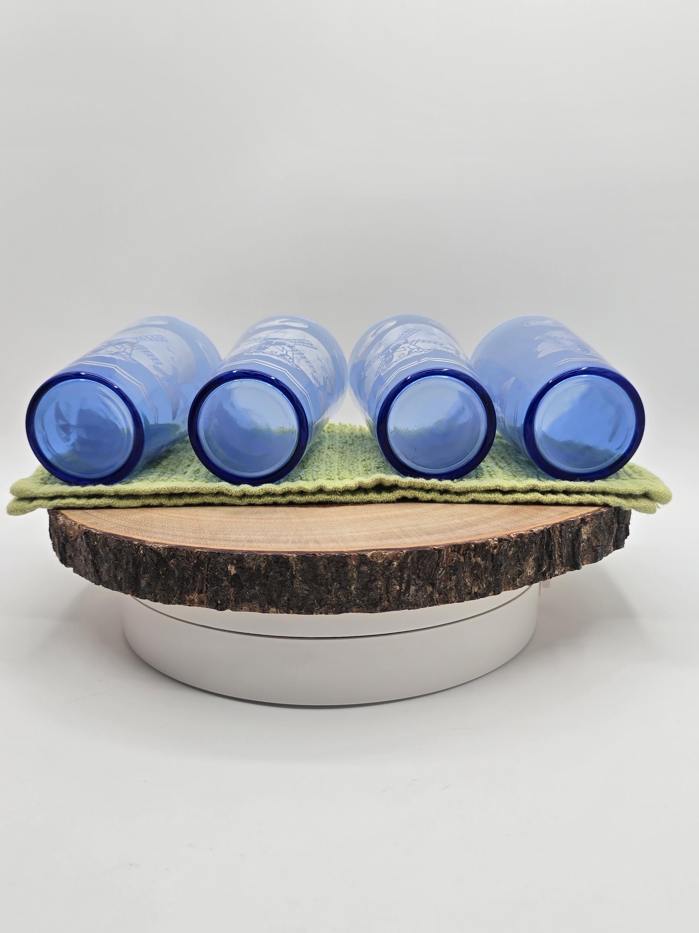 Vintage Hazel Atlas Cobalt Blue Windmill Juice Glasses - 1930s Set
