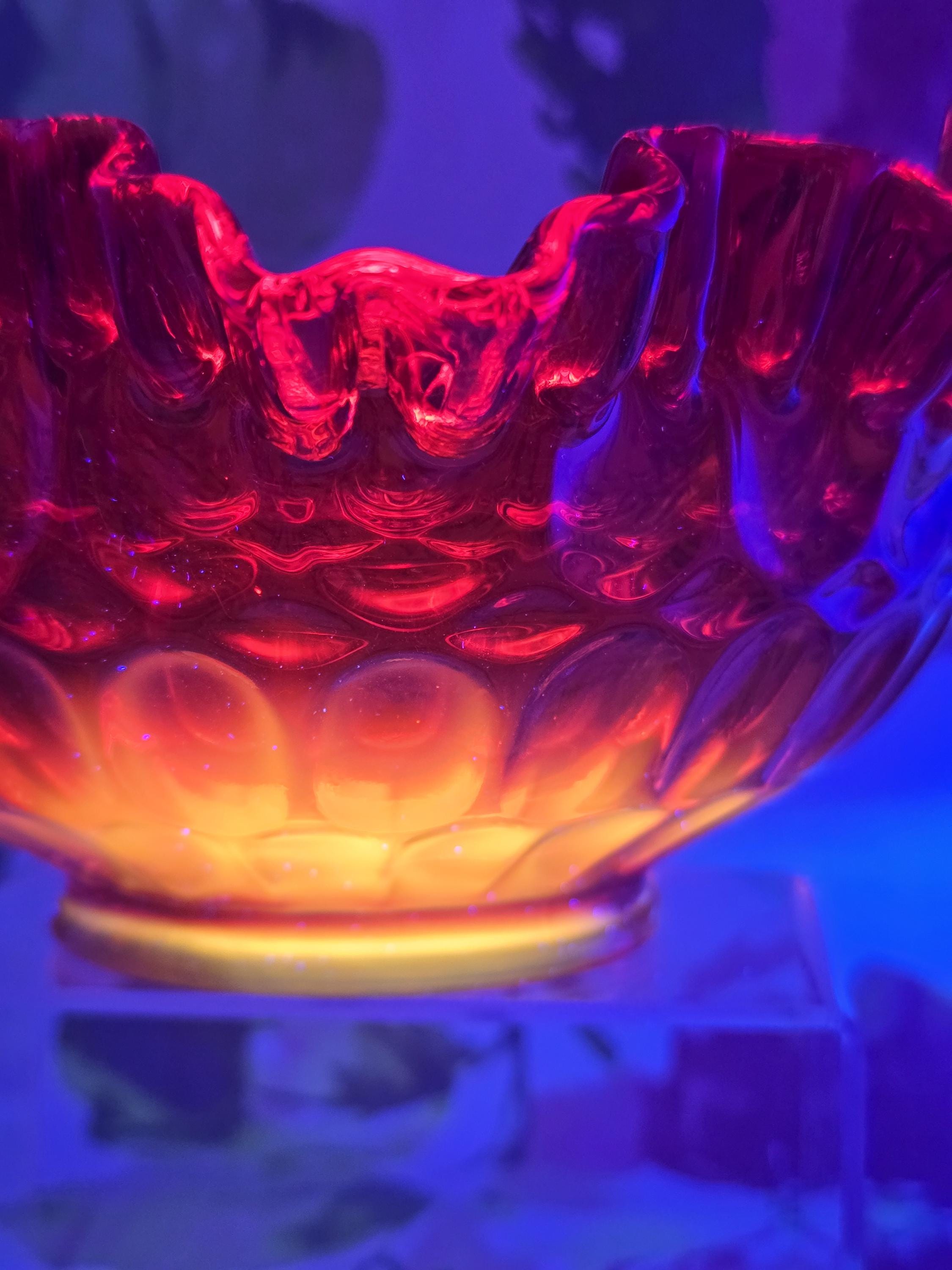 Vintage Fenton Amberina Thumbprint Basket, 8