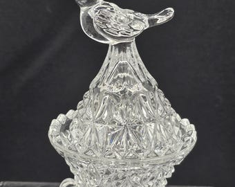 Vintage Hofbauer Crystal Trinket Dish with Candlestick Lid: Bavarian Lead Crystal Byrdes Collection