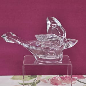 Mid Century Art Vannes French Crystal Dove Trinket Dish