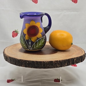 Hand Blown Cobalt Blue Glass Sunflower Vase: Mexican Folk Art Creamer