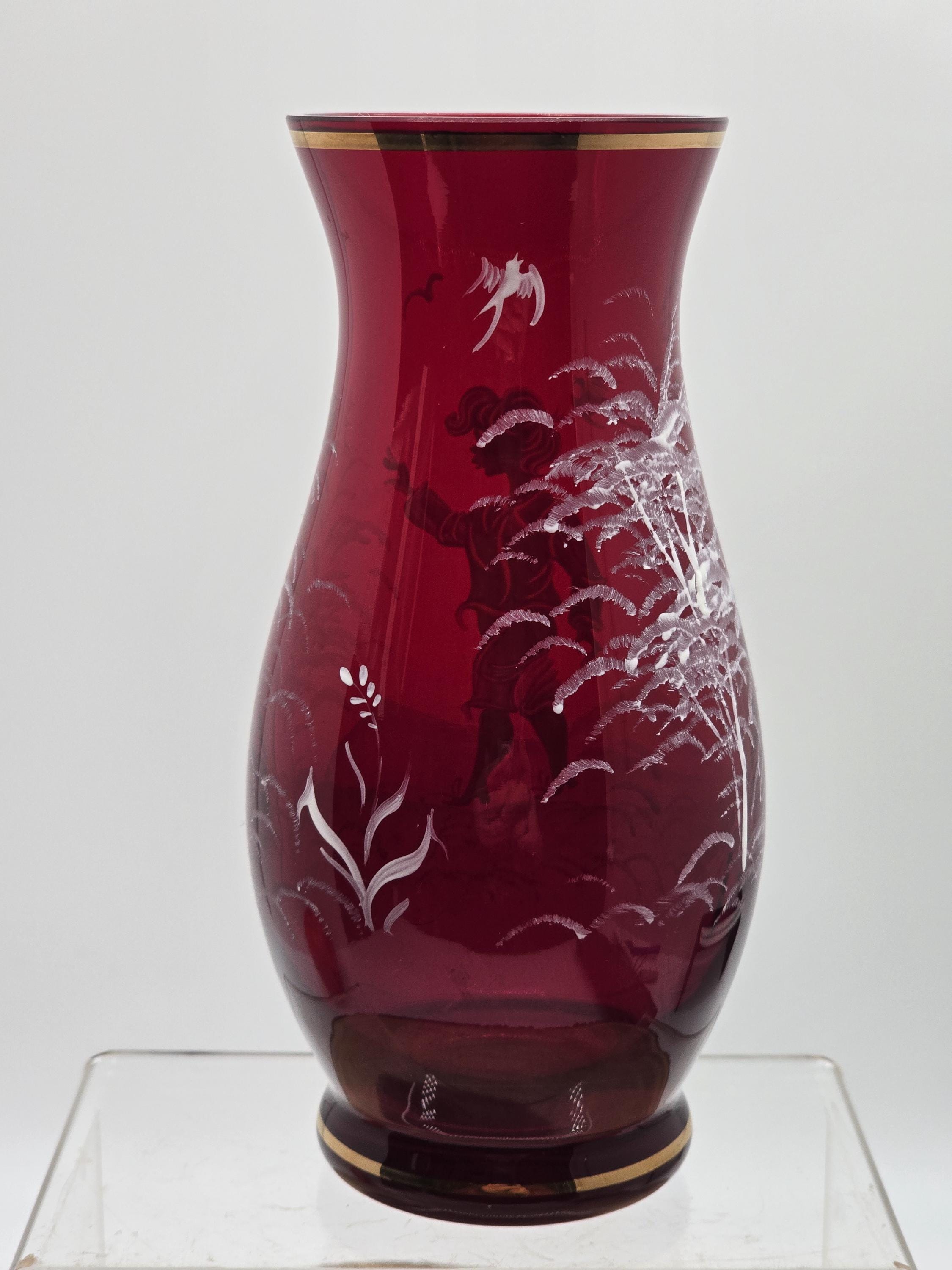 ヴィンテージ メアリー グレゴリー フェントン クランベリーガラス 花瓶 ヴィンテージ フェントン メアリー グレゴリー 花瓶：ルビーレッド