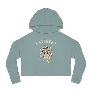 Womens Cropped Hooded Sweatshirt | Stoned Hoodie | Medusa | Medusa Cropped Hoodie | Greek Mythology Hoodie | Medusa Head Hoodie