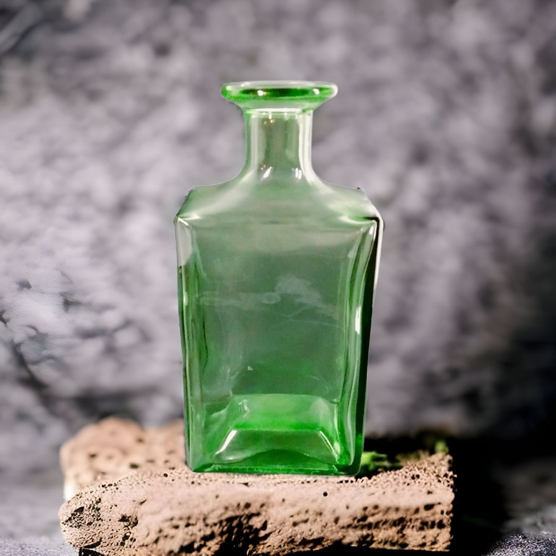 Vintage 1930's 1960's Green Liquor Bottle Etsy