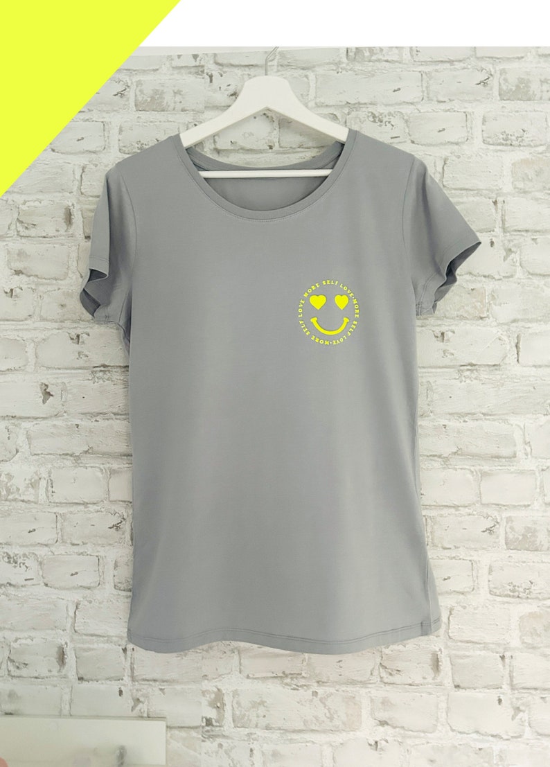 Shirt SMILEY neon, grau, weich, S/M/L/XL, Herz, Love Bild 1