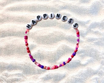 Armband HAPPINESS bunte Perlen, maritim, elastisch