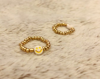 Ring SMILEY Glücksring Perlen elastisch Geschenk