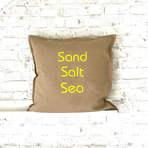 Kissen Kissenbezug SAND SALT SEA beige neongelb 50x50cm