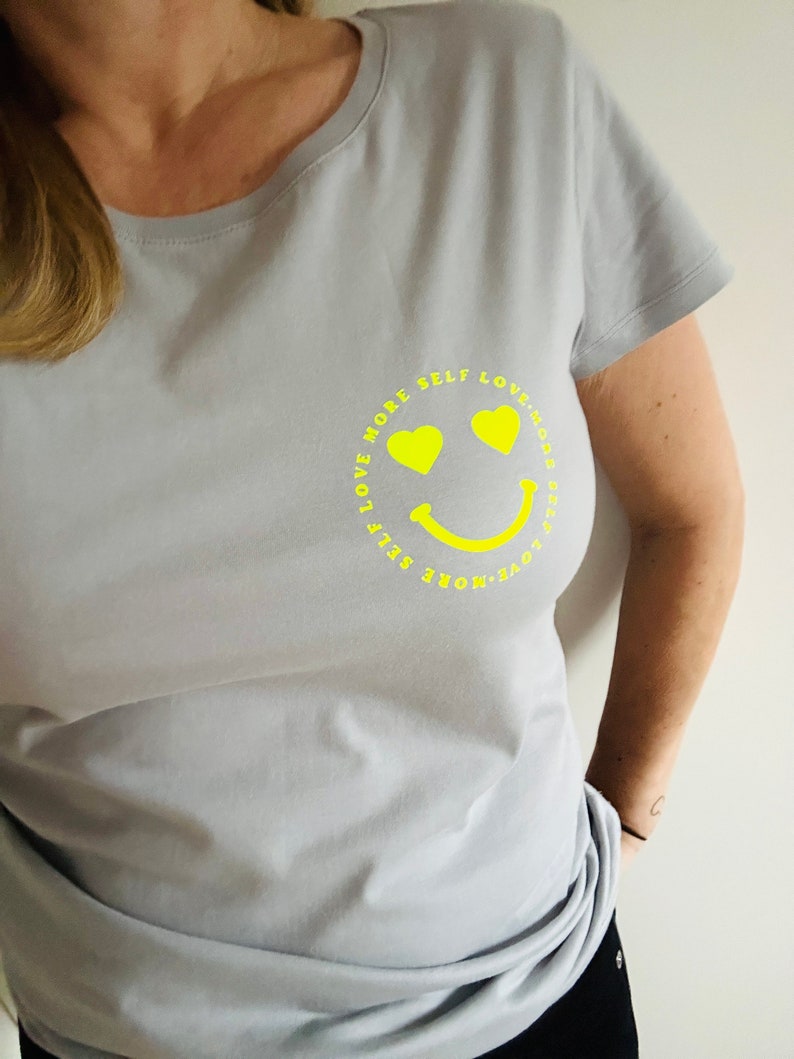 Shirt SMILEY neon, grau, weich, S/M/L/XL, Herz, Love Bild 3